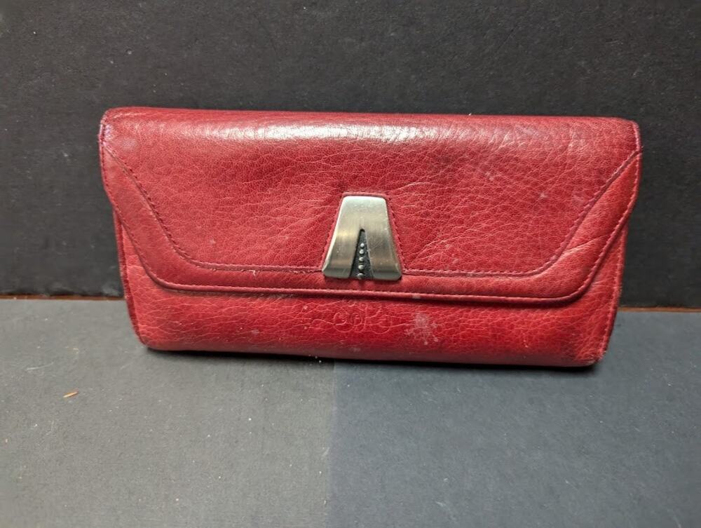 Longaberger Rare So Rachel Leather Wallet wine Checkbook Billfold